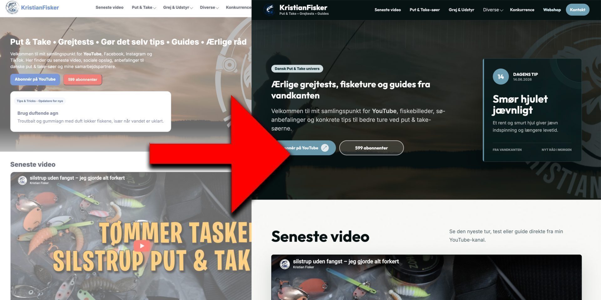 Skærmbillede af opdateringer og ny funktionalitet på KristianFisker.dk