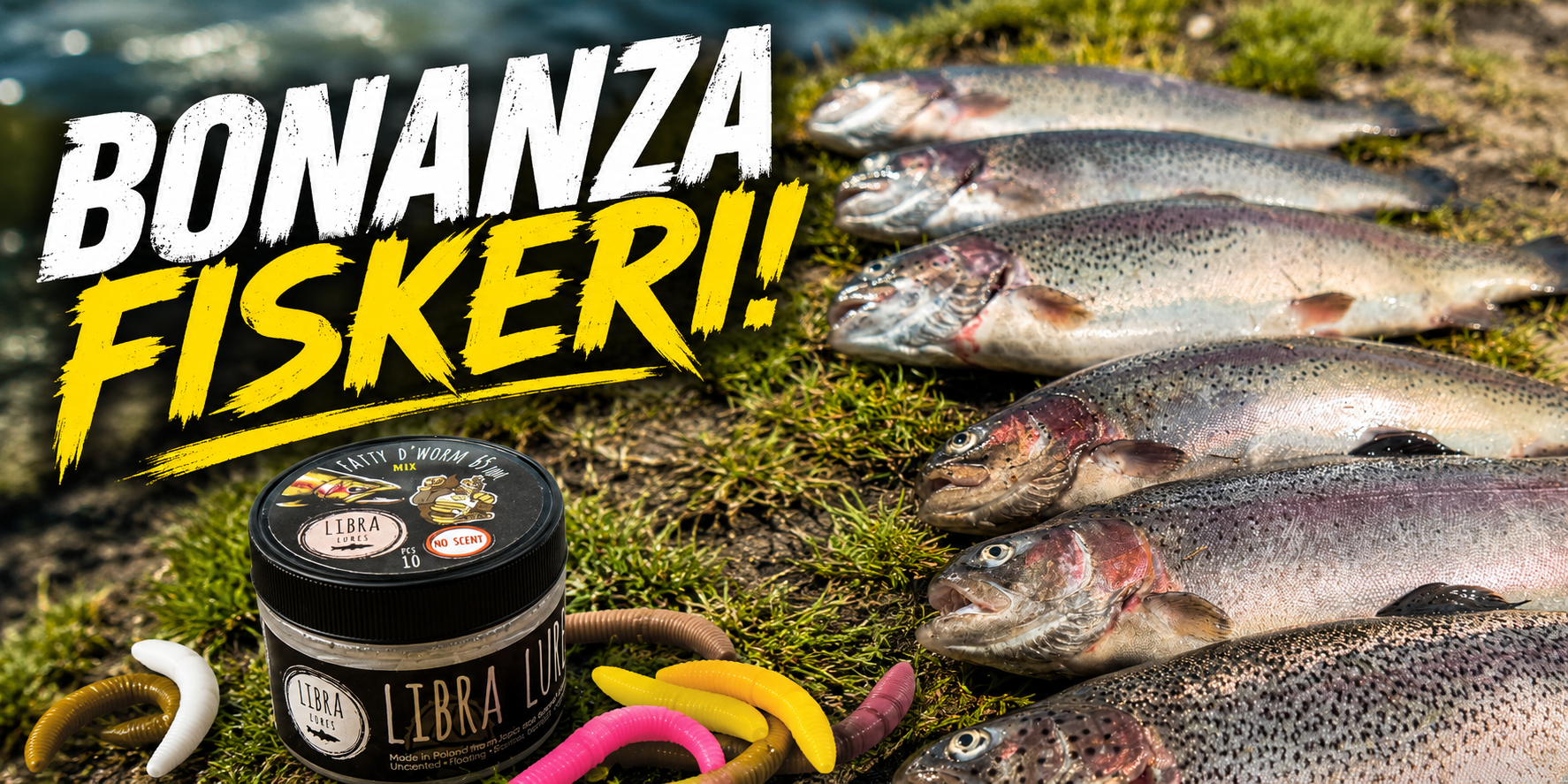 Seks regnbueørreder fra Henne Put and Take fanget på Libra Lures